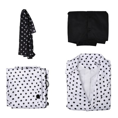 Prince Rogers Nelson Costume de Cosplay Black Dot White Suit des années 90 Tenue pour Halloween Carnaval