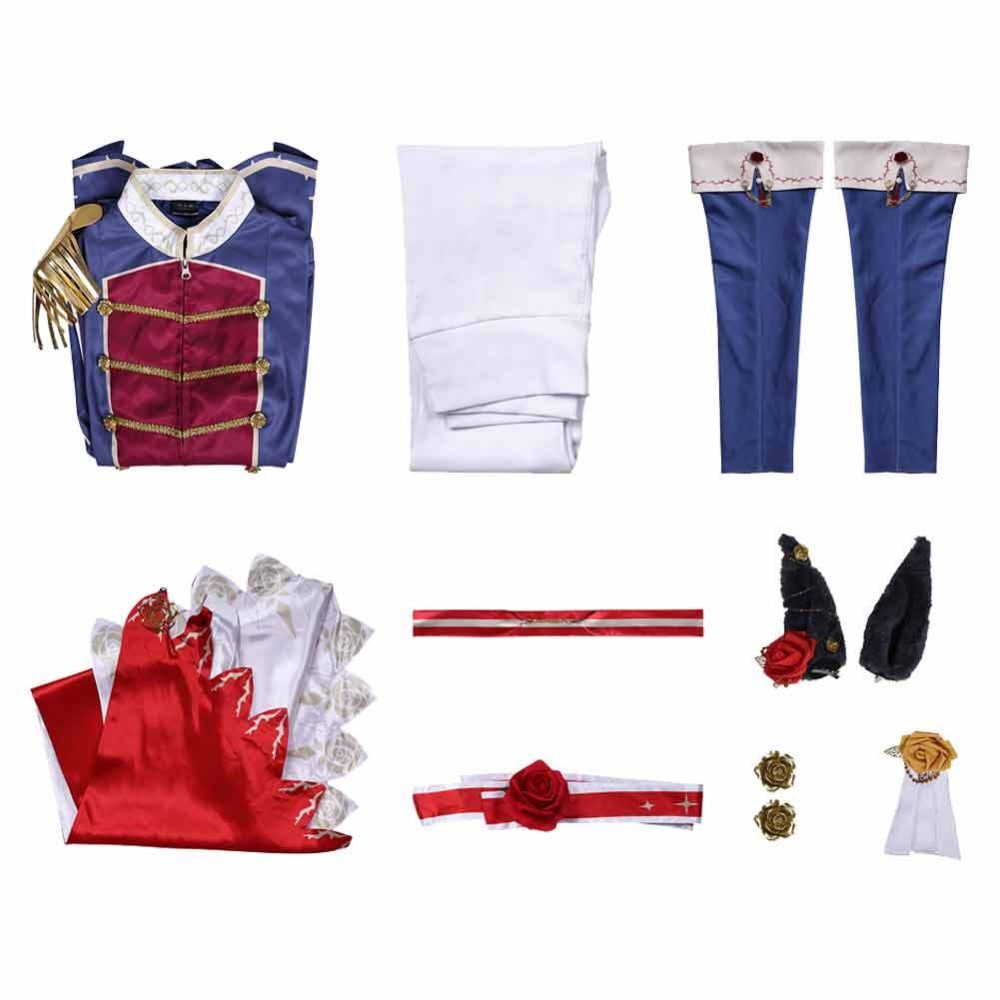 Pretty Derby Rose Kingdom Women Blue Uniform Cosplay Costume Halloween Carnival Outfit