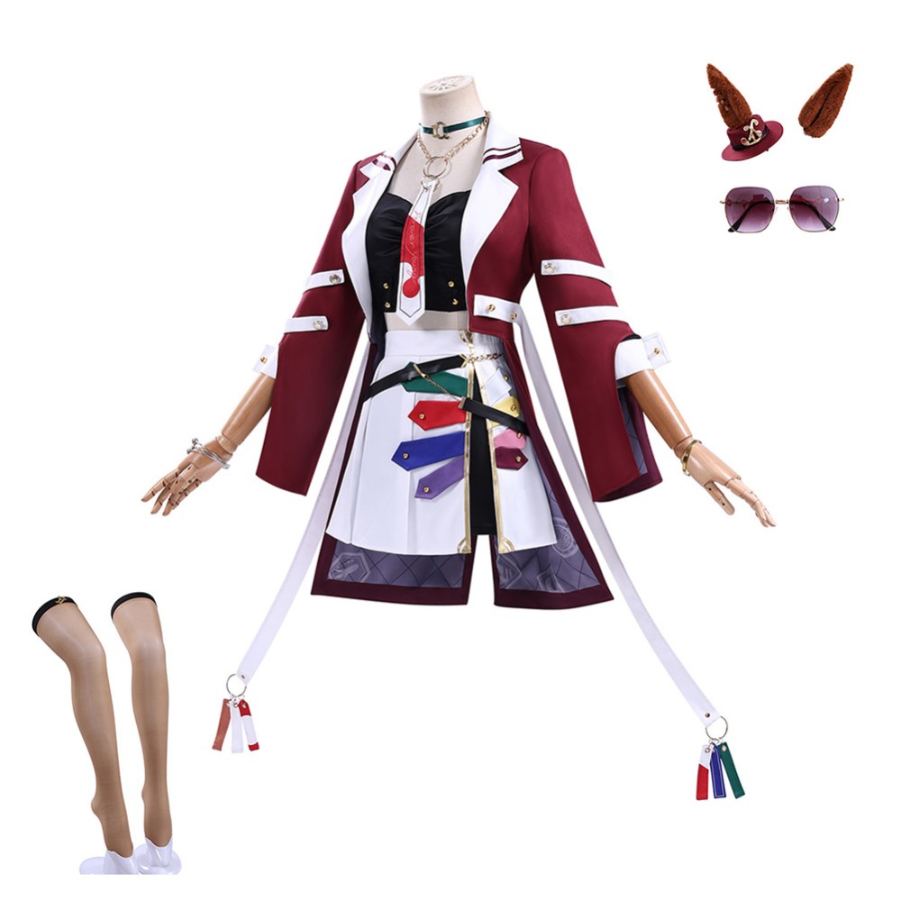 Pretty Derby Forever Young Women Red Cosplay Costume Halloween Carnival Outfit