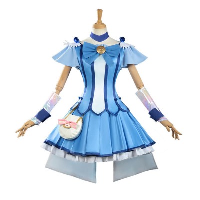 Pretty Cure Reika Aoki Women Blue Dress Cosplay Costume Halloween Carnival Outfit