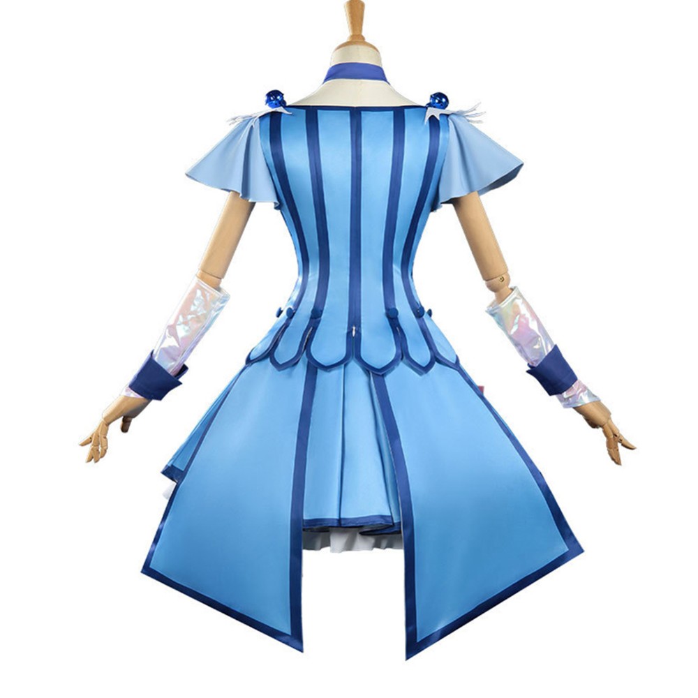 Pretty Cure Reika Aoki Women Blue Dress Cosplay Costume Halloween Carnival Outfit