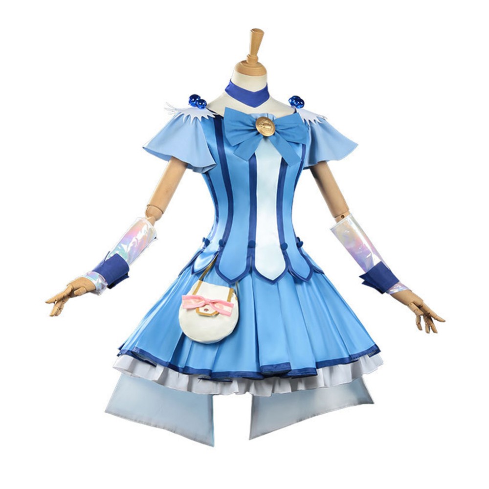 Pretty Cure Reika Aoki Women Blue Dress Cosplay Costume Halloween Carnival Outfit