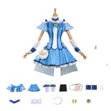 Pretty Cure Reika Aoki Women Blue Dress Cosplay Costume Halloween Carnival Outfit