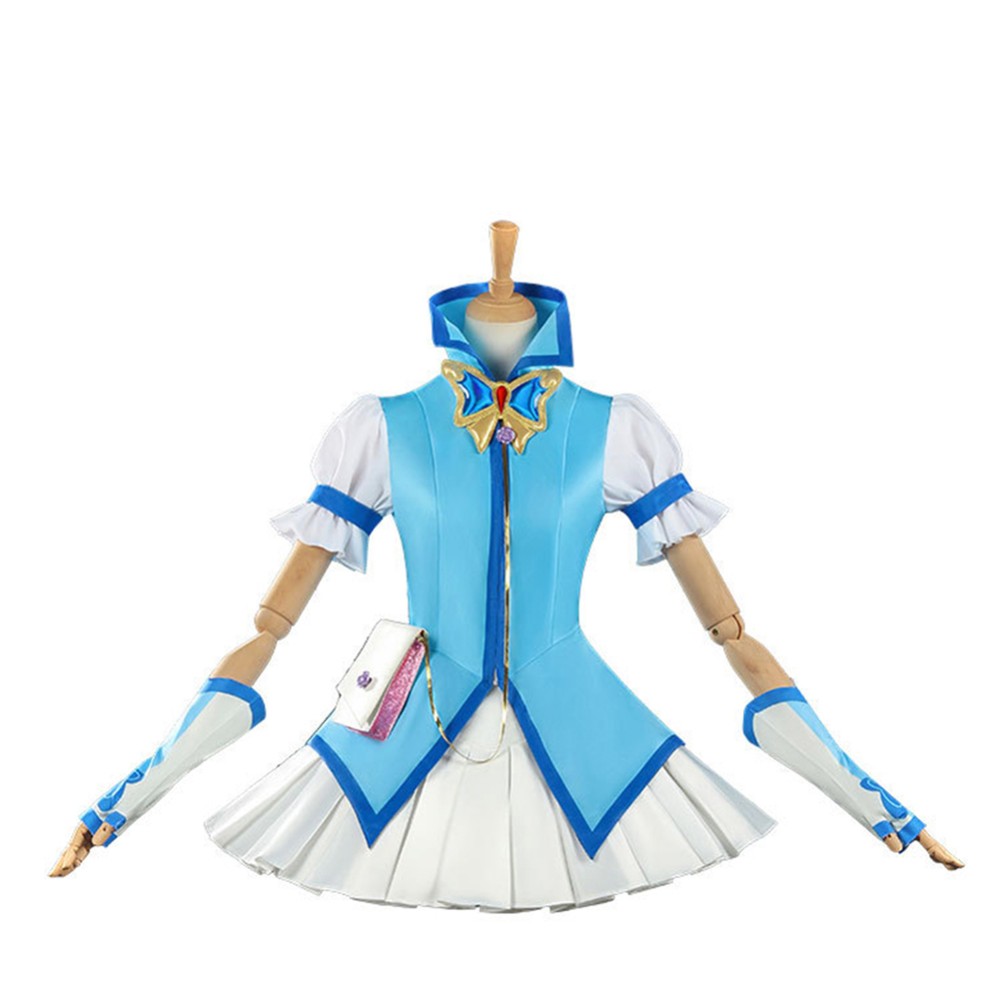 Pretty Cure Karen Minazuki Women Blue Dress Cosplay Costume Halloween Carnival
