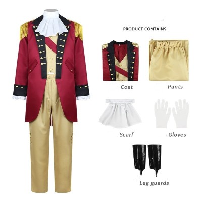 President George Washington Red Cosplay Costume Halloween Carnival Outfit