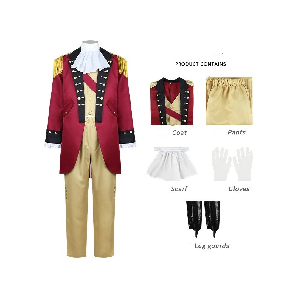 President George Washington Red Cosplay Costume Halloween Carnival Outfit