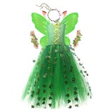 Poison Lvy Kids Children Green Dress Cosplay Costume Halloween Carnival Outfit