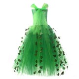 Poison Lvy Kids Children Green Dress Cosplay Costume Halloween Carnival Outfit