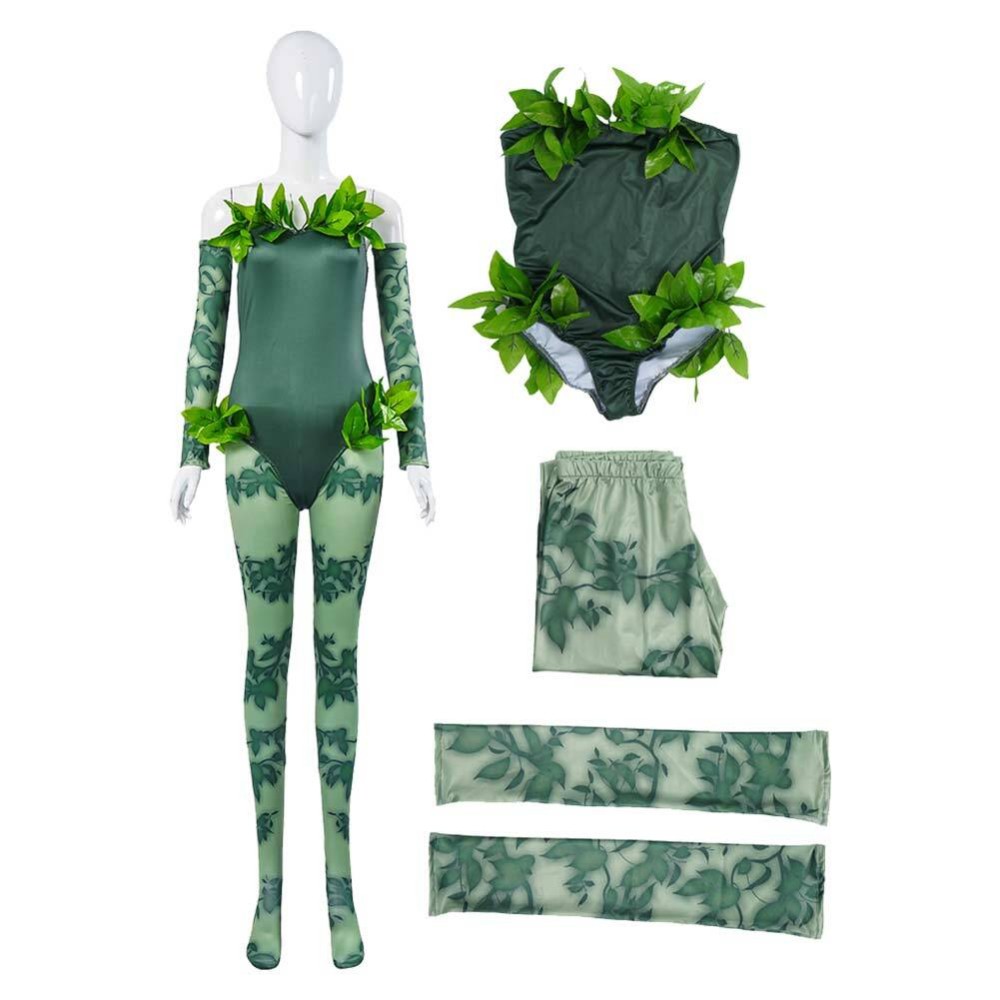 Costume de cosplay Poison Ivy pour femmes, combinaison verte, tenue de carnaval d'Halloween