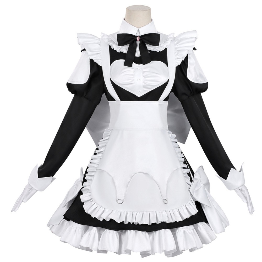 Jouer à des jeux de mort pour mettre de la nourriture sur la table Robe de servante pour femmes Momono Costume de cosplay Halloween Carnaval