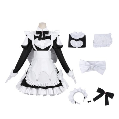 Jouer à des jeux de mort pour mettre de la nourriture sur la table Robe de servante pour femmes Momono Costume de cosplay Halloween Carnaval
