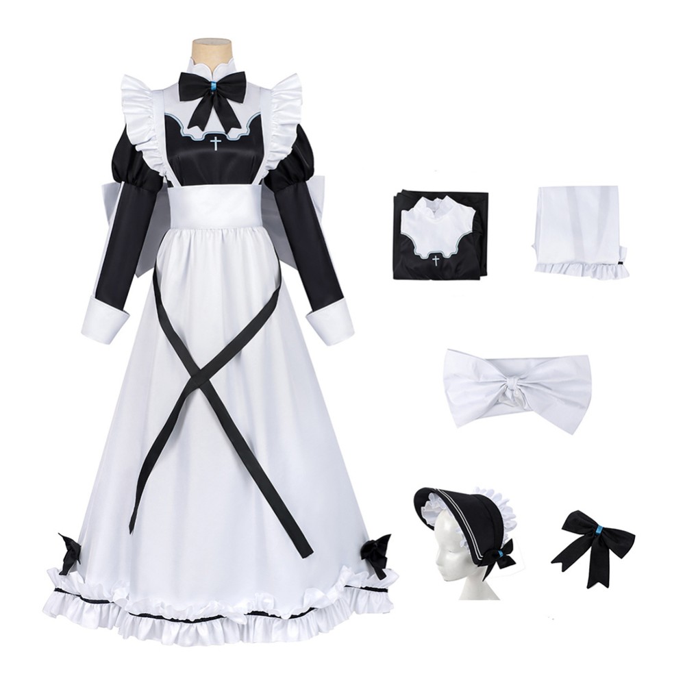 Playing Death Games to Put Food on the Table Aoi Women Maid Dress Cosplay Costume Halloween Carnival Outfit