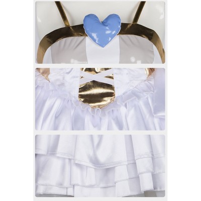 Costume de fête Cosplay de l'ange en bas Panty & Stocking, robe blanche, Halloween, carnaval