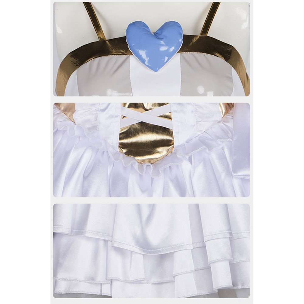 Costume de fête Cosplay de l'ange en bas Panty & Stocking, robe blanche, Halloween, carnaval
