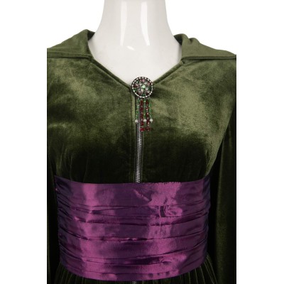 Padme Naberrie Amidala Women Green Velvet Dress Suit Cosplay Costume Halloween Carnival Outfit