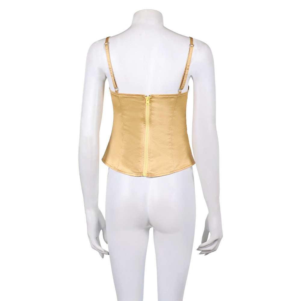 Costume de cosplay de haut ceinturé jaune de Padme Amidala pour Halloween et carnaval