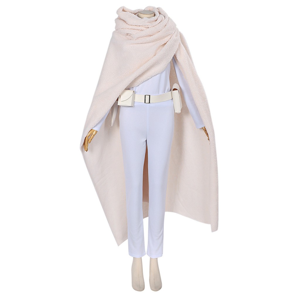Costume de cosplay pour femmes Padme Amidala blanc, tenue de carnaval d'Halloween
