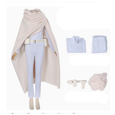 Costume de cosplay pour femmes Padme Amidala blanc, tenue de carnaval d'Halloween