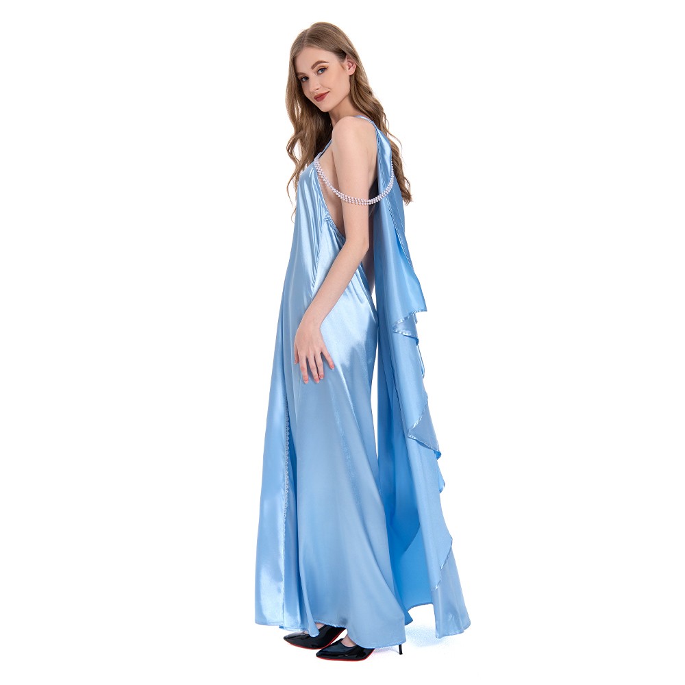 Robe de nuit bleue pour femmes Padme Amidala, pyjama, costume de cosplay, tenue pour Halloween et carnaval