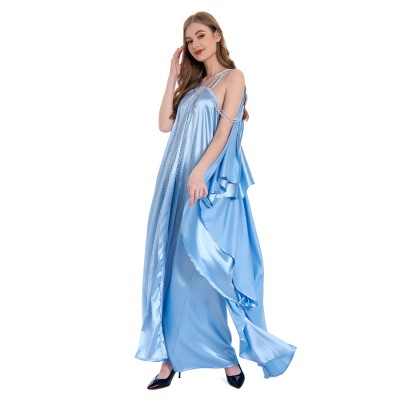 Robe de nuit bleue pour femmes Padme Amidala, pyjama, costume de cosplay, tenue pour Halloween et carnaval