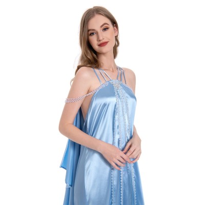 Robe de nuit bleue pour femmes Padme Amidala, pyjama, costume de cosplay, tenue pour Halloween et carnaval