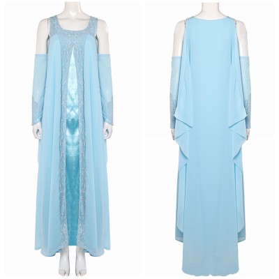 Padme Amidala Woman Blue Nightgown Party Suit Cosplay Costume Halloween Carnival