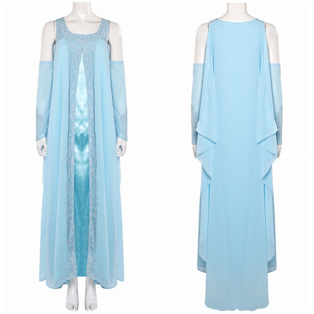 Padme Amidala Woman Blue Nightgown Party Suit Cosplay Costume Halloween Carnival