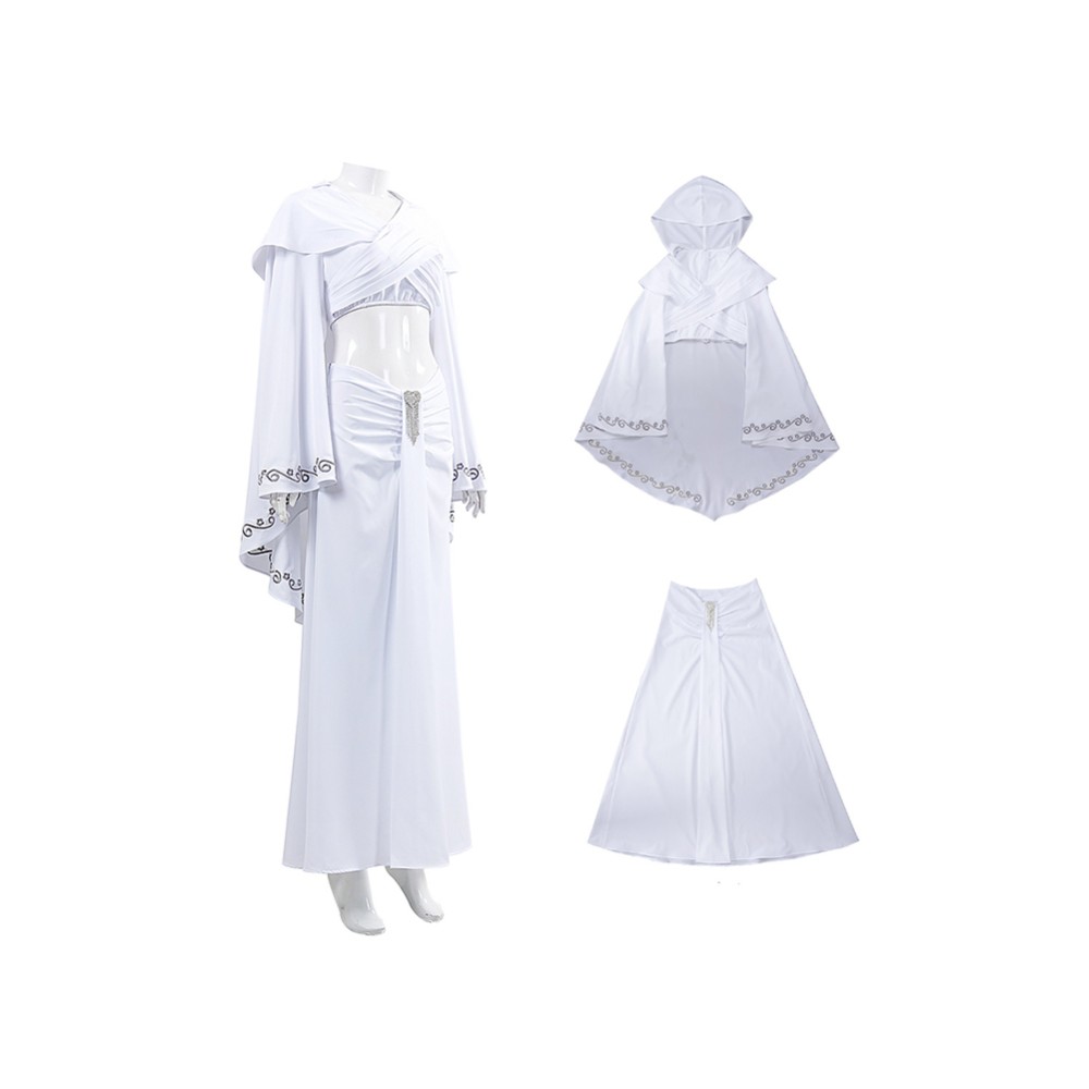 Padmé Amidala White Dress Cosplay Costume Halloween Carnival Outfit