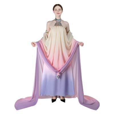 Robe longue violette de cosplay de Padmé Amidala, costume pour Halloween et carnaval