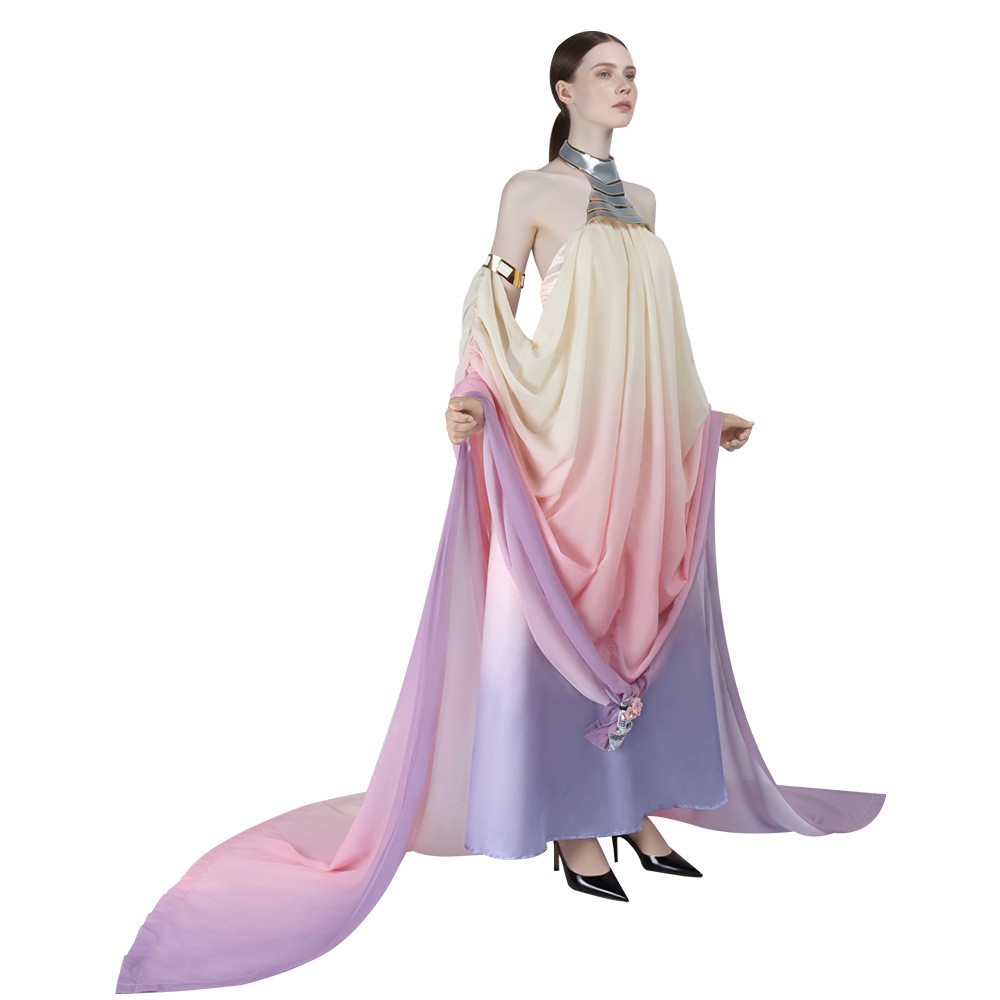 Robe longue violette de cosplay de Padmé Amidala, costume pour Halloween et carnaval