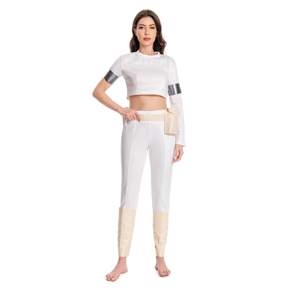 Padme Amidala White Suit Cosplay Costume Halloween Carnival Outfit