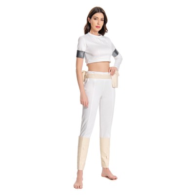 Padme Amidala White Suit Cosplay Costume Halloween Carnival Outfit