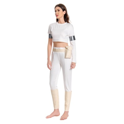 Padme Amidala White Suit Cosplay Costume Halloween Carnival Outfit