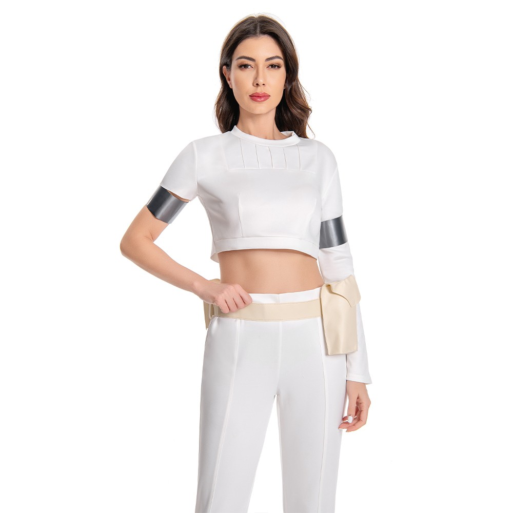 Padme Amidala White Suit Cosplay Costume Halloween Carnival Outfit