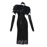 Robe de cosplay à traîne noire de Padme Amidala pour Halloween et carnaval