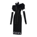 Robe de cosplay à traîne noire de Padme Amidala pour Halloween et carnaval