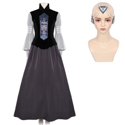 Padme Amidala AOC Femme Robe Noire Ensemble Costume de Fête Cosplay Halloween Carnaval