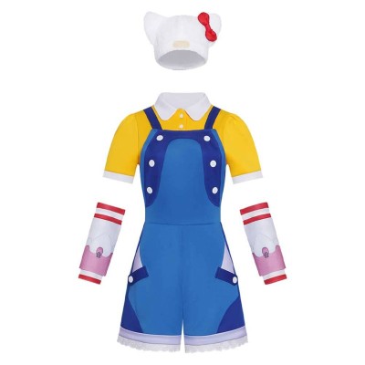 Overwatch OW Juno Women Hello Kitty Blue Cosplay Costume Halloween Carnival Outfit