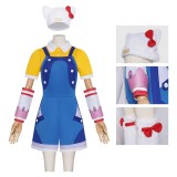 Overwatch OW Juno Women Hello Kitty Blue Cosplay Costume Halloween Carnival Outfit