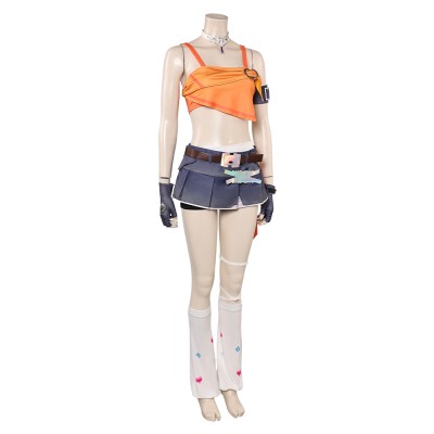 Overwatch Mercy LE SSERAFIM Women Orange Top Shorts Set Cosplay Costume Halloween Carnival Outfit