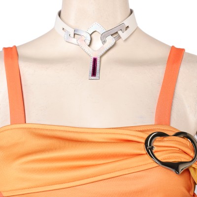 Overwatch Mercy LE SSERAFIM Women Orange Top Shorts Set Cosplay Costume Halloween Carnival Outfit