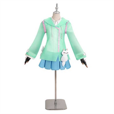Overwatch Kiriko Rainy Day Skin Blue Coat Skirt Set Cosplay Costume Halloween Carnival Outfit