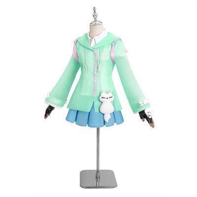 Overwatch Kiriko Rainy Day Skin Blue Coat Skirt Set Cosplay Costume Halloween Carnival Outfit