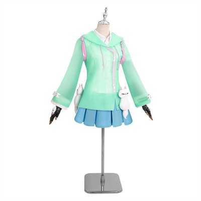 Overwatch Kiriko Rainy Day Skin Blue Coat Skirt Set Cosplay Costume Halloween Carnival Outfit