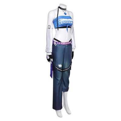 Overwatch D.Va LE SSERAFIM Women Blue Top Pants Cosplay Costume Halloween Carnival Outfit