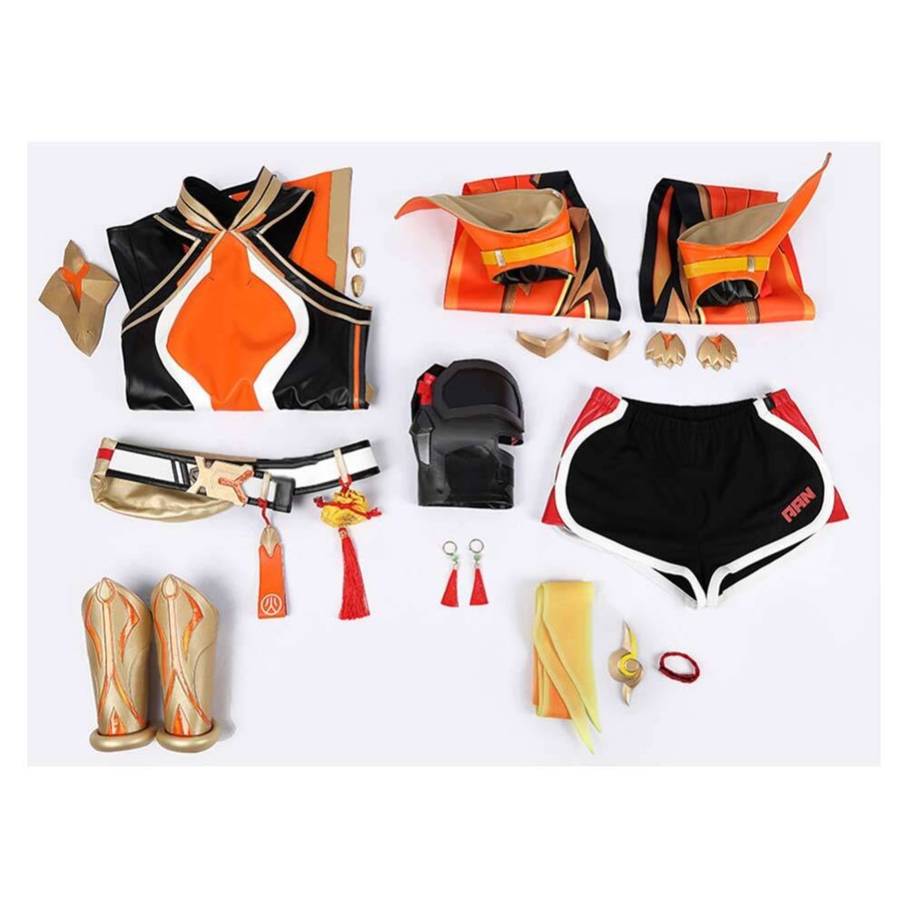 Overwatch Anran Ye Women Orange Cosplay Costume Halloween Carnival Outfit