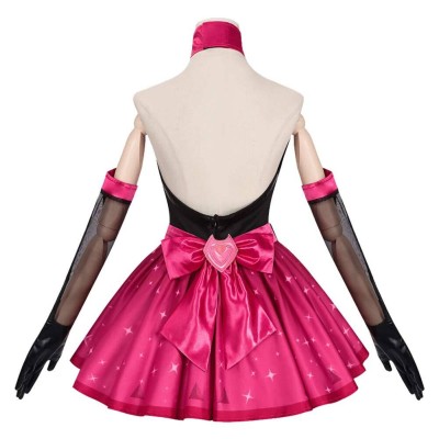 Overwatch 2 D.VA Nocturna Black Pink Dress Cosplay Costume Halloween Carnival Outfit