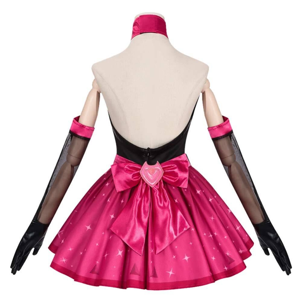 Overwatch 2 D.VA Nocturna Black Pink Dress Cosplay Costume Halloween Carnival Outfit