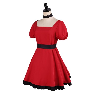 Oshi no Ko Ruby Hoshino Women Red Dress Cosplay Costume Halloween Carnival Outfit