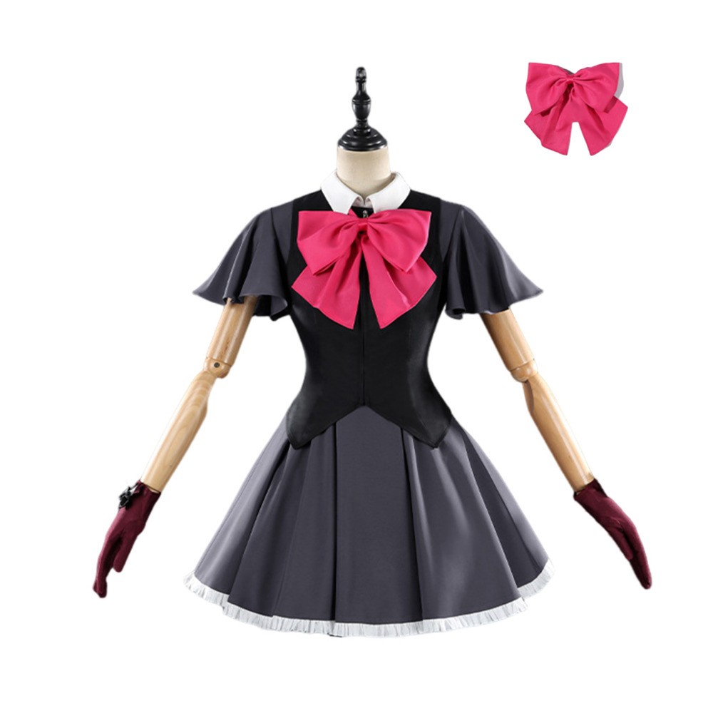 Oshi no Ko Rubii Hoshino Women Black Dress Cosplay Costume Halloween Carnival Outfit